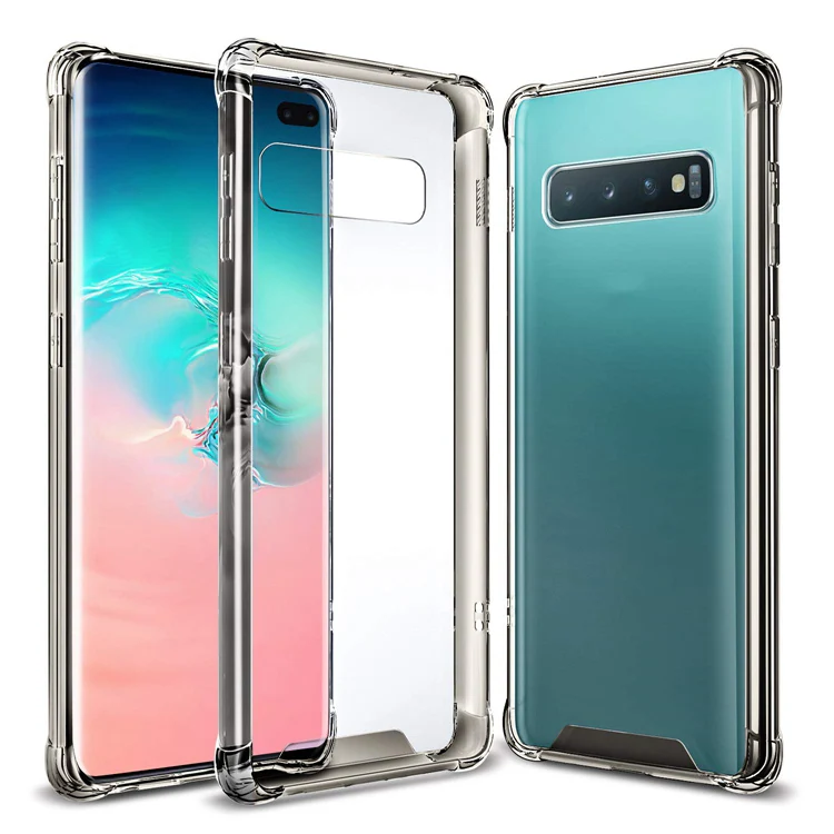 

amazon hot shockproof clear transparent phone case back cover for samsung galaxy s10e s10 plus, Clear,black,blue,pink