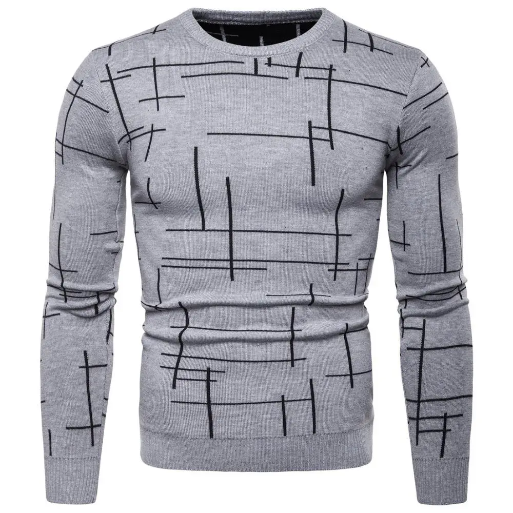 Men's New Spring Line-pattern Printed Pullovers with Round-neck Knitted Bottom Blouses, 4 colors 
Men's New Spring Line-pattern Printed Pullovers with Round-neck Knitted Bottom Blouses, 4 colors
