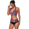 Fashion Women Floral Pattern Two Pieces Swimsuit Sexy Strap Backless Lady Bikini Bathing Suit