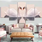 HD Printed 5 Panel Swan Canvas Prints Animal Wall Art Pictures Canvas Wall Painting Frameless Painting For Home Decoration