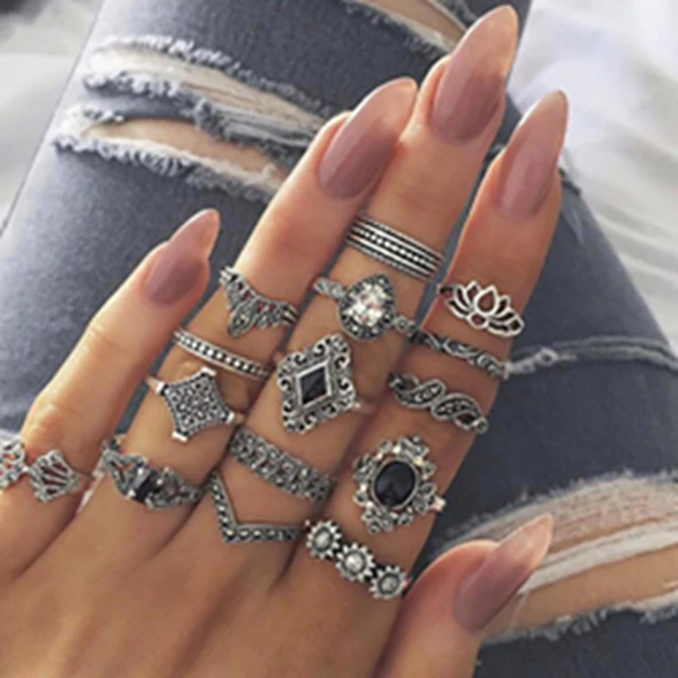 new 15 Pcs/set Bohemian Flower Leaves Crystal Hollow Retro Lotus gemstone Silver Ring Set Women Wedding Anniversary Gift
new 15 Pcs/set Bohemian Flower Leaves Crystal Hollow Retro Lotus gemstone Silver Ring Set Women Wedding Anniversary Gift