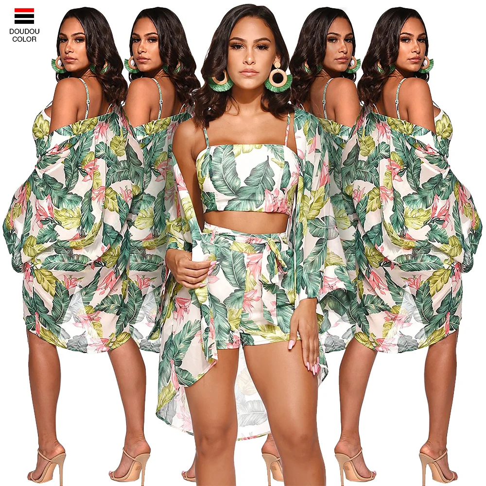 Women's Chiffon Printed 3 Piece Outfits Crop Tops and Short Pants Sets with Cover up C-Q235MN
Women's Chiffon Printed 3 Piece Outfits Crop Tops and Short Pants Sets with Cover up C-Q235MN