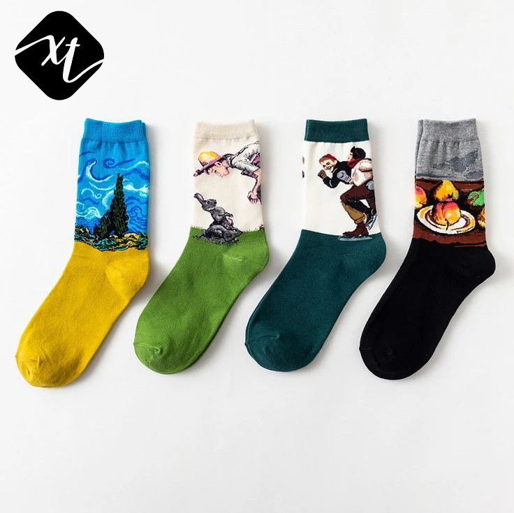 new good quality cotton ankle men famous oil painting design colorful art socks, Custom color
new good quality cotton ankle men famous oil painting design colorful art socks, Custom color