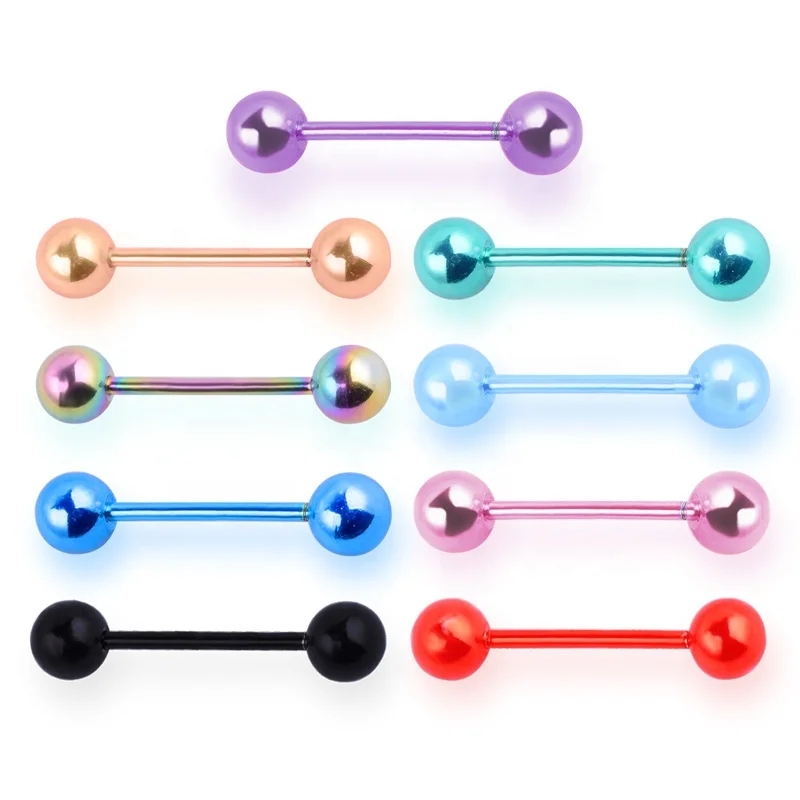 316L Surgical stainless steel tongue ring barbell piercing jewelry