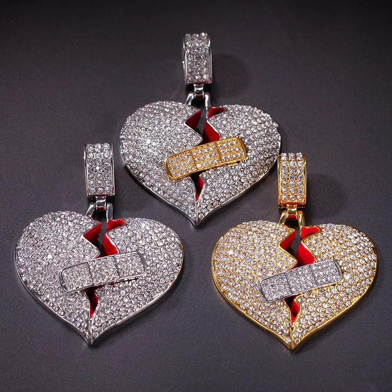 2019 New Men Hip Hop Iced Out Bling Broke Heart Band-Aid Pendant Necklaces Fashion Charm Pendants Necklace (SK219), As picture
2019 New Men Hip Hop Iced Out Bling Broke Heart Band-Aid Pendant Necklaces Fashion Charm Pendants Necklace (SK219), As picture