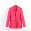 Pink color long sleeve fashion blazer for women spring autumn workwear clothing