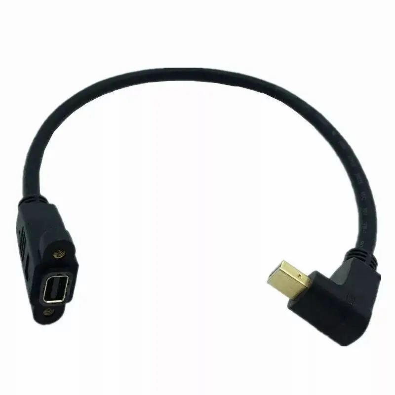 Angle Mini Displayport Male to Mini Displayport female with panel mount screw cable Black cable 2019
Angle Mini Displayport Male to Mini Displayport female with panel mount screw cable Black cable 2019