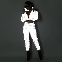 2019 Women Reflective Tracksuit Night Version Buttons Long Sleeve Crop Top Casual Pants Two Piece Set
2019 Women Reflective Tracksuit Night Version Buttons Long Sleeve Crop Top Casual Pants Two Piece Set