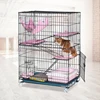 Metal Wire Pet Cage Mesh Large Ecofriendly Outdoor 2 Tier 3 Tier 4 Tier Playing Living Animal House With Wheel Cat Cages Carrier
