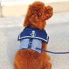 Pet Dog Collar Clothes Navy Dog Vest Harness Leash Pothook Button Dog Apparel