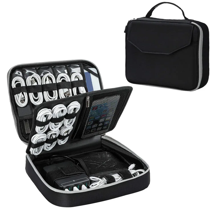 Black Electronic Accessories Organizer Double Layer Travel Gadget Bag for Cables, Accepted customized
Black Electronic Accessories Organizer Double Layer Travel Gadget Bag for Cables, Accepted customized