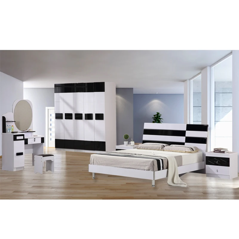 White Black Color Modern Design Bedroom Furniture Set Features