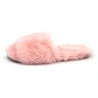 wholesale custom designer pink fluffy fur house slides sandals slippers for women