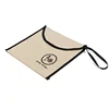 Custom Reusable Envelope Logo Magic Sticker Document Cosmetic Gift Flap Canvas Bag With Woven Handle