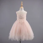 Children boutique clothes toddler kids sleeveless O-neck wears elegant girls beaded mid-calf lace princess dress