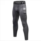 Wholesale Custom Gym Wear Mens Quick Drying Sport Pants Side Pocket Workout Leggings Fitness Compression Pants