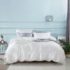 5 Star Hotel Article Soft Cotton Hand Stitched Satin Frill White Quilt Cover Bedding Set