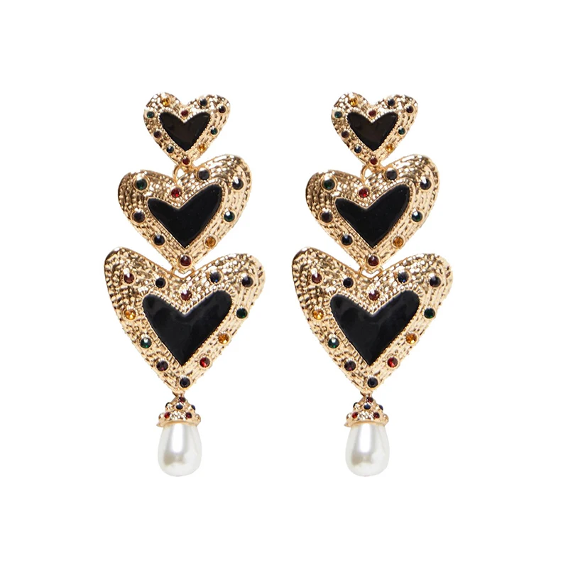 ZA Love Heart Black Enamel Dangle Earrings Vintage Women Simulated Pearl Long Drop Earrings For Wholesale (KER246), Same as the picture
ZA Love Heart Black Enamel Dangle Earrings Vintage Women Simulated Pearl Long Drop Earrings For Wholesale (KER246), Same as the picture