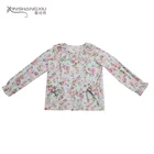 Fashion girls sleepwear 100% cotton all over floral print private label kids pajamas set