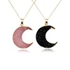 Fashion Natural Druzy Necklace Crescent Moon Necklace Gold Filled Stone Pendant Necklace Jewelry For Women Gift