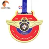 Spain Aniversario Running Flying Anniversary Marathon Souvenir Wing Pentagram Sculptures Gold Emboss Metal Enamel Medal Custom