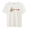 fashional korean style summer short sleeve cute couple ladies cotton casual shirt t-shirt vogue with heart embroidery
