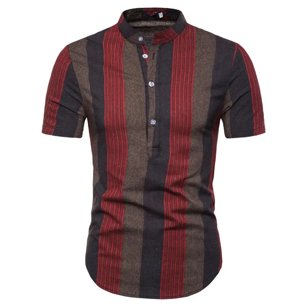 high quality Men's Summer Fashion Short-sleeved Shirt with Vertical Stripes
high quality Men's Summer Fashion Short-sleeved Shirt with Vertical Stripes