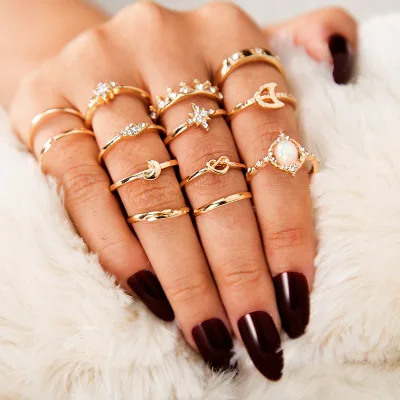 Fashion Jewelry Rhinestone Opal Vintage Crown Star Moon Knuckle Crystal Gold Midi Ring Set, Picture
Fashion Jewelry Rhinestone Opal Vintage Crown Star Moon Knuckle Crystal Gold Midi Ring Set, Picture