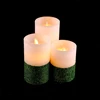 Decorative led moving wick wax glitter craft candle