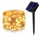 8 function led solar powered string rope lights copper silver wire for outdoor courtyard decoration