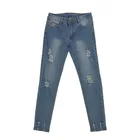 2019 Mid Waist Slim Single-Breasted Blue homme Jeans Female