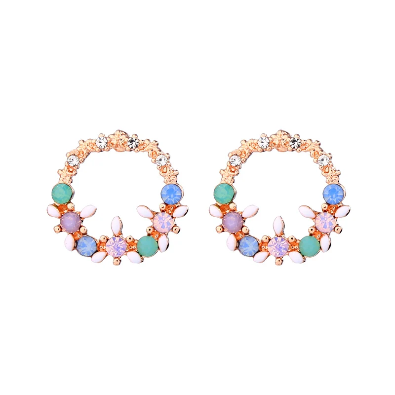 ed01981d Earring for Women Rose Gold Plated Multi Color Enamel Flower Open Circle Crystal Fancy Stud Hoop Earrings
ed01981d Earring for Women Rose Gold Plated Multi Color Enamel Flower Open Circle Crystal Fancy Stud Hoop Earrings