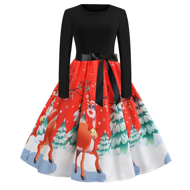 Christmas Women Party Dresses for Girls Gown Vintage 50s Hepburn O-Neck Long Sleeve Deer Print Belt Autumn Spring Dress
Christmas Women Party Dresses for Girls Gown Vintage 50s Hepburn O-Neck Long Sleeve Deer Print Belt Autumn Spring Dress