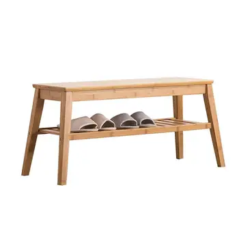 Shoe Racks 2 Tier Bamboo Shoe Rack Ottoman Shoe Storage Bench With
