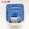hunan hualian OEM Wholesale Eco-Friendly Geometry Modern Solid Glaze fine china square brown sets luxury dinnerware