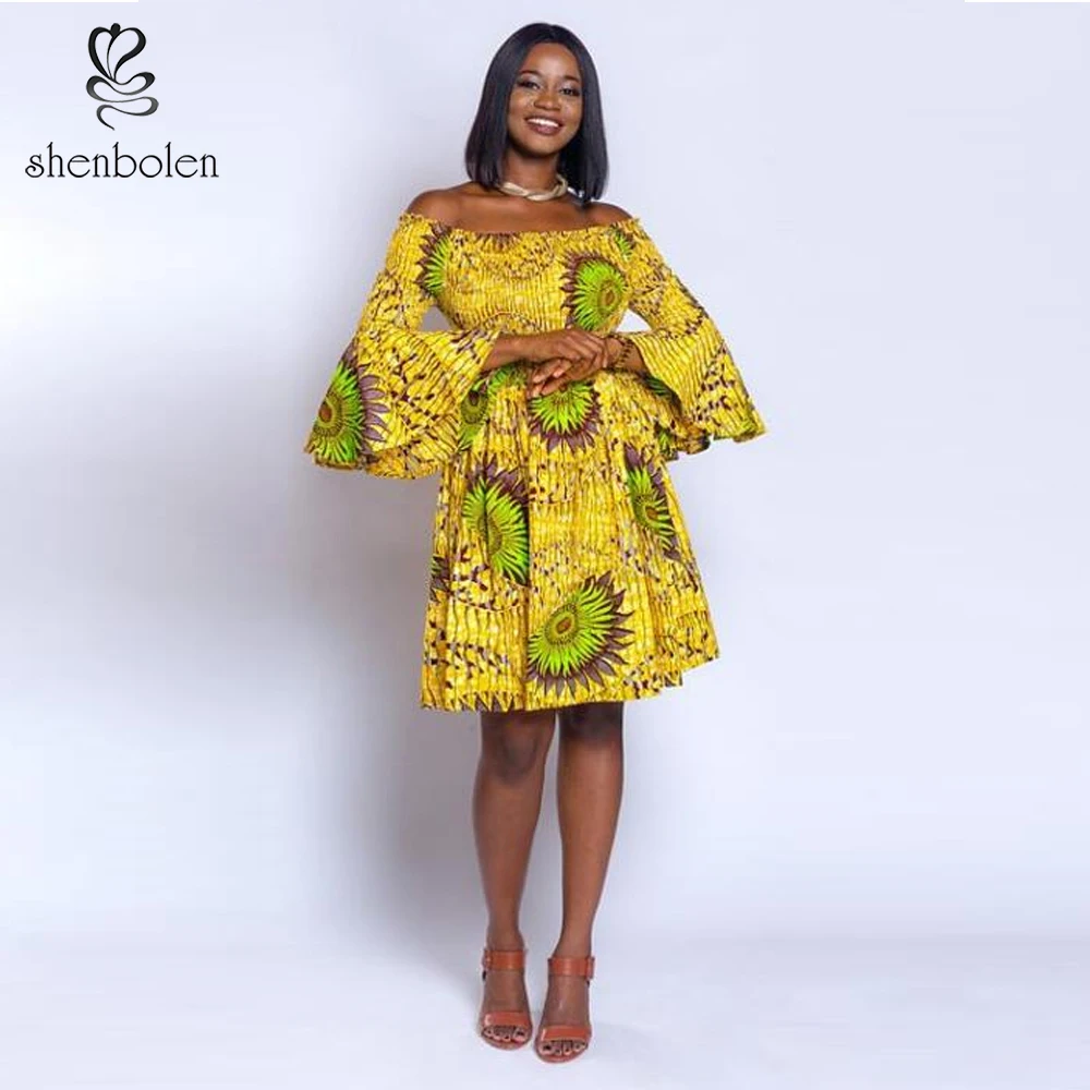 African Design Wax Printed Bell Sleeve Off the Shoulder Women Prom Dress, Customized color
African Design Wax Printed Bell Sleeve Off the Shoulder Women Prom Dress, Customized color