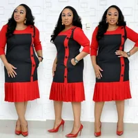 

African office dress formal extra large size women's pleated pencil dresses
