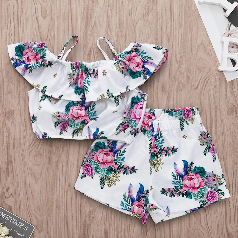 Girls Baby Summer Fashion Short Sleeve Sling Tops T-shirt Shorts 2pcs Suit Children's cotton Clothes Set, As picture
Girls Baby Summer Fashion Short Sleeve Sling Tops T-shirt Shorts 2pcs Suit Children's cotton Clothes Set, As picture