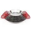 Cheap Price Promotion Red Handle Spanish Stainless Steel Paella Pan Seafood Frying Pan