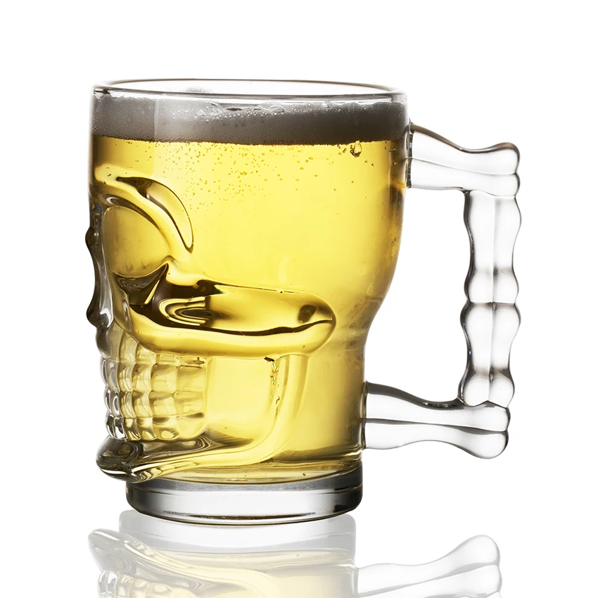 Machine Made Crystal Clear Big Skull Shape Head Beer Mug Glass With Handle For Sale
Machine Made Crystal Clear Big Skull Shape Head Beer Mug Glass With Handle For Sale