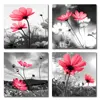 Best selling artwork red flower canvas print oil painting wedding use for living room decor