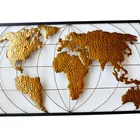 3D home wall decor copper Metal World Map