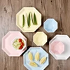 Wholesale Restaurant Ceramic Colored Octagon Dinner Plates with bowl set