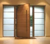 Solid wood door with glass sidelights, front door design