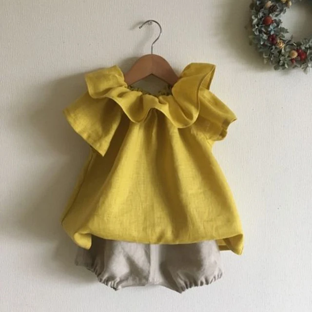 Baby Outfits Girls Cotton Linen outfit solid ruffle Children's Sleeveless Clothing outfit, Picture shows
Baby Outfits Girls Cotton Linen outfit solid ruffle Children's Sleeveless Clothing outfit, Picture shows