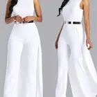 Womans Race wide leg Round neck back tail sleeveless womanParty Romper jumpsuit 2019 Pants and trousers