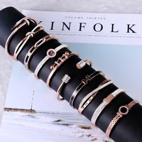 

18 designs 18k Cheap Cuff Bangle Bracelets Charm Fashion Women Stainless Steel Bracelet Jewelry 2019 Amazon hot selling