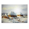 modern hand painted beautiful snow landscape in winter oil painting