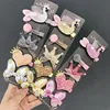 4PCS/PACK Hot Sale Children New Hair Clips Cute Crown Flowers Safety Barrettes BB Clip Little Girls Gifts Kids Hair Accessories