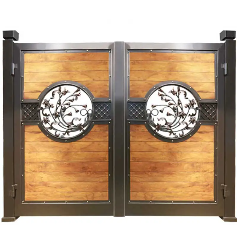 Principale dernière double porte en fer forgé conceptions de portes en bois en acier d'allée de jardin porte d'entrée